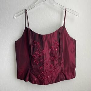 Jessica and Scott McClintock Gunne Sax Dress Two Piece Red Floral Embroidery